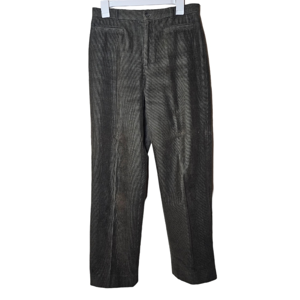 Rafaella Dark Green Corduroy Pants High Waisted Size 8